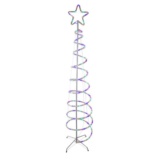 7ft. Pre-Lit Slim Spiral Rope Light Outdoor Christmas Tree, Multicolor LED Lights